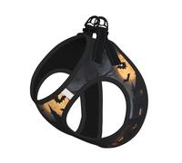 Halloween Goth Print Step in Dog Harness and Leash Set,Adjustable Reflective Harness for Small Dogs Cats