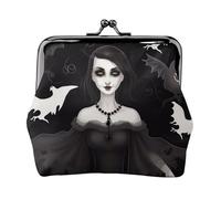 Halloween Goth Printed Kiss-Lock Coin Purse for Women, Compact Stylish PU Leather Change Pouch for Cards, Coins, Essentials