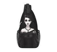 Halloween Goth Printed Sling Bag Crossbody Backpack for Men Women, Versatile Casual Shoulder Chest Bag for Running Hiking Cycling Travel Work