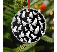 Halloween Goth Round Christmas Ornaments - Crystal Glass Xmas Hanging Ornaments, Personalized Christmas Tree Pendant for Holiday Keepsake Gifts (3. Inch)