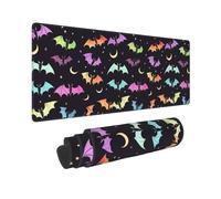 Halloween Gothic Bat Gaming Mouse Pad, Large Non-Slip Rubber Base Mousepad XL 31.5x11.8in, Keyboard Mouse Mat, Desk Pad with Stitched Edges for Gamer Home&Office