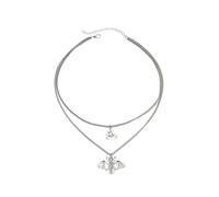 Halloween Gothic Bat Necklace Punk Jewelry Halloween Dangle Pendant Layered Hippie Animal Wild Drop Necklaces & Pendants for Women (White, 5x5cm)