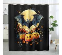 Halloween Gothic Bat Shower Curtain, Goth Aesthetic Retro Bat Shower Curtains for Bathroom, Scary Bat Bath Pattern Decor Accessories Set -72x78 Inch