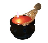Halloween Gothic Ceramic Glow in The Dark Candle for Halloween Home Unique Birthday for Lovers Decorative Table Enchanting Skeleton Design (Red, 9. 5x12cm)