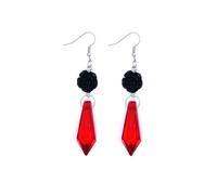Halloween Gothic Dark Rose Dangle Earring for Women Punk Darkness Flower Red Crystal Arrows Drop Earrings Big Rock Style Hook Earrings Cosplay Jewelry, L, Metal, No Gemstone