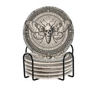 Halloween Gothic Deaths Absorbent Drink Coasters and Holder Set of 6 Coasters for Dining Table Minimalist Home Decor