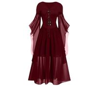 Halloween Gothic Dress Sexy Steampunk Corset Dresses Chiffon Butterfly Sleeve Witch Outfit Vintage Medieval Costume,Black Velvet Dress Witch Women Ladies Winter Dresses Skater for UK,u615k