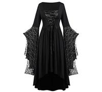 Halloween Gothic Dress Skull Pinted Mesh Batwing Sleeve Vintage Dress Victorian Renaissance Medieval Costume Elegant Lace-Up Maxi Dresses Cocktail Evening Party Cosplay Prom Halloween Gothic Costume