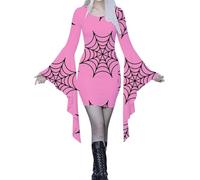 Halloween Gothic Dress Women's Bat Sleeves Bloody Dresses Witch Vampire Costume Party Dress Medieval A Line Goth Witch Dress Zombie Bride Clothing Blood Dress Horror Elegant Wedding Dress