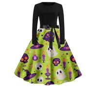 Halloween Gothic Dresses Ladies Cold Shoulder Butterfly Sleeve A-Line Swing Costume Chiffon Mesh Ruffle Dress Elegant Evening Gown Lady Long Costumes for Medieval Party Green
