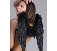 Halloween Gothic Fallen Angel Fancy Dress Black Feather Wings Adult Size 50cm