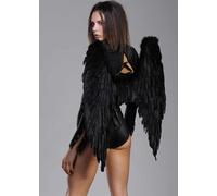 Mens Large Black Feather Gothic Fancy Dress Male Angel Wings Halloween Demon