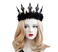 Halloween Gothic Garland Crown Headband for Masquerade Parties Black | Fabric Cloth, Decorative Easy-clean Accessory, for Costume Outfits, Hair and Cosplay Use