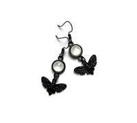 Halloween Gothic Moth Earrings White Black Red Crystal Gem Moth Dangle Drop Earrings Goth Dark Punk Hip Hop Style Earrings Halloween Christmas Birthday Jewelry for Women Men, Crystal, copper