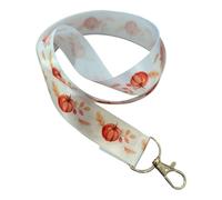 Halloween Gothic Print Ribbon Lanyard - 1" Grosgrain Neck Strap with Lobster Clasp - Spooky Badge Holder or Keychain - Individual or Bundle Pack (Satin Pumpkin)