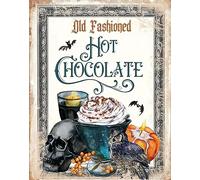 Halloween Gothic Pumpkin Hot Chocolate Sign, Skull Retro Pumpkin Wall Art Halloween Sign Cafe Bar Home Wall Art Decoration Retro Metal Tin Sign Retro Metal Tin Sign 8X12 Inches