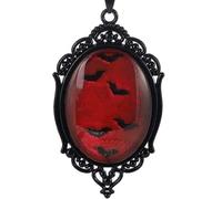 Halloween Gothic Raven Castle Pendant Necklace,Vintage Cameo Glass Pendant Necklace,Mystic vampire bat witch pendant necklace accessories for woman, Adjustable, Alloy Steel, No Gemstone