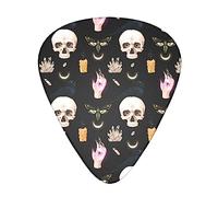 halloween gothic raven moon moth skull Guitar Picks Complete Gift Set For Guitarist Celluloid Medium 12 Pack in Box Gift for Guitar Players Men and Women