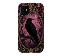 Halloween Gothic Raven Pink Moon Mystical Ornate Crow Bird Case for iPhone 11