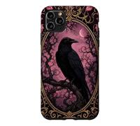 Halloween Gothic Raven Pink Moon Mystical Ornate Crow Bird Case for iPhone 11 Pro Max
