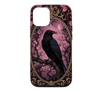 Halloween Gothic Raven Pink Moon Mystical Ornate Crow Bird Case for iPhone 12/12 Pro