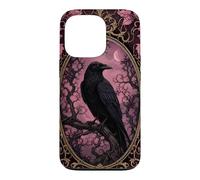 Halloween Gothic Raven Pink Moon Mystical Ornate Crow Bird Case for iPhone 13 Pro