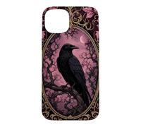 Halloween Gothic Raven Pink Moon Mystical Ornate Crow Bird Case for iPhone 15 Plus