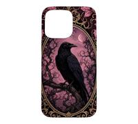 Halloween Gothic Raven Pink Moon Mystical Ornate Crow Bird Case for iPhone 15 Pro Max