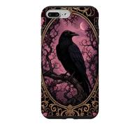 Halloween Gothic Raven Pink Moon Mystical Ornate Crow Bird Case for iPhone 7 Plus/8 Plus