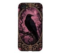 Halloween Gothic Raven Pink Moon Mystical Ornate Crow Bird Case for iPhone SE (2020) / 7/8