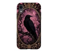 Halloween Gothic Raven Pink Moon Mystical Ornate Crow Bird Case for iPhone XR