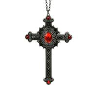 Halloween Gothic Red Cross Necklace Vampire Fancy Dress Jewellery