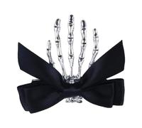 Halloween Gothic Skeleton Hands Hair Clips with Bow | Bone Skull Hair Clips for Party Cosplay Holiday Festival Salon Home Travel Daily Birthday Women Girls