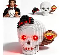 Halloween Gothic Skull & Cobra & Black Widow Building Set, Horrible 1:1 Realistic Scale Human Skull Snake Spider Crosses Home Office Table Decor, Halloween Birthday Gift for Teen, Adult(1600PCS)