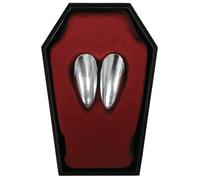 Halloween Gothic Vampire Teeth Dracula Shiny Metallic Silver Fangs Tooth Caps