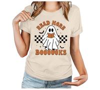 Halloween Graphic T-Shirts Women Skull Spider Web Pullover Short-Sleeved Tee Breathable Polyester Shirt Work Travel Leisure T-Shirt Plus Size Tops Merchandise Gift Idea Pink