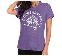 Halloween Graphic T-Shirts Women Skull Spider Web Pullover Short-Sleeved Tee Casual Fashion Thermal Work Travel Leisure T-Shirt Long Sleeve T Shirts Merchandise Gift Idea Light Purple