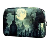 Halloween Grave Full Noon Cosmetic Bag for Women, Travel Toiletries Bags Large Makeup Handy Pouch Organiser Bag with Zipper