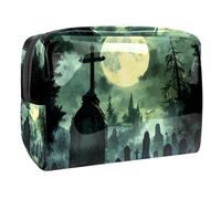 Halloween Grave Full Noon Cosmetic Bag for Women, Travel Toiletries Bags Large PVC Makeup Handy Pouch Organiser with Zipper