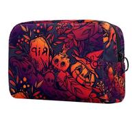 Halloween Grave Pumpkin Skull Witch Hat Cosmetic Bag for Women, Travel Toiletries Bags Large Makeup Handy Pouch Organiser Bag with Zipper