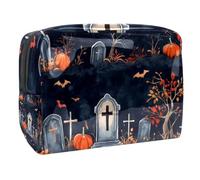 Halloween Grave Pumpkin Tree Cosmetic Bag for Women, Travel Toiletries Bags Large PVC Makeup Handy Pouch Organiser with Zipper