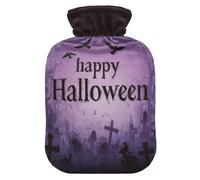 Halloween Graves Crows Purple Hot Water Bottle with Cover for Pain Relief Bed Warmer for Menstrual Cramps, 2L
