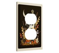 Halloween Graveyard Light Switch Cover Plates/Outlet Covers, Black and Orange Fall Gothic Scene for Wall Decor, Thermoplastic Wall Plates, Standard Size Single Duplex Outlet
