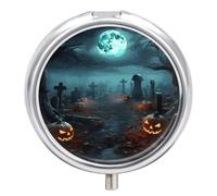 Halloween Graveyard Pumpkins Pill Case Pill Box with 3 Compartments