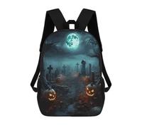 Halloween Graveyard Pumpkins Travel Backpack Laptop Backpack 17 Inch