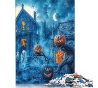 Halloween Graveyard Scene Puzzle for Adults 500 Pieces Wood Puzzles Home Educational Games DIY Toys 500pcs (52x38cm)