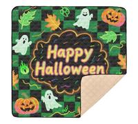 Halloween Green and Black Ghost Pumpkin Large Stylish Baby Activity Play Mat for Indoor Outdoor Non-Toxic Foldable Infant Play Mat for Babies Infants Toddlers, 50'' x 50''alfombrilla