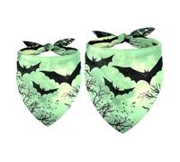 Halloween Green Bats Moon Translucent Light Breathable Chiffon Yarn Pet Collars 2 Pack- 40.6x40.6x58/16x16x22.8in & 53.3x53.3x76.2/20.9x20.9x30in