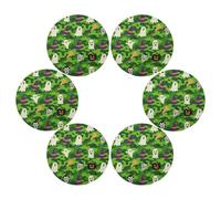 Halloween Green Camouflage Pumpkin Halloween Decorations Spring placemats Round Toddlers Reusable Place mats doiles para poner Los platos en la mesa 15.4x15.4in Set of 6