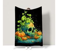 Halloween Green Warm Bed Blanket Dark Fantastic Retro Artistic Couch Blanket Super Soft Warm For children teenagers adults and the elderly Double (150 x 200 CM)